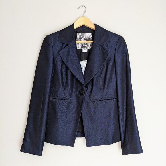 NWT Mac & Jac Shimmery Navy Blue Blazer - Picture 1 of 9